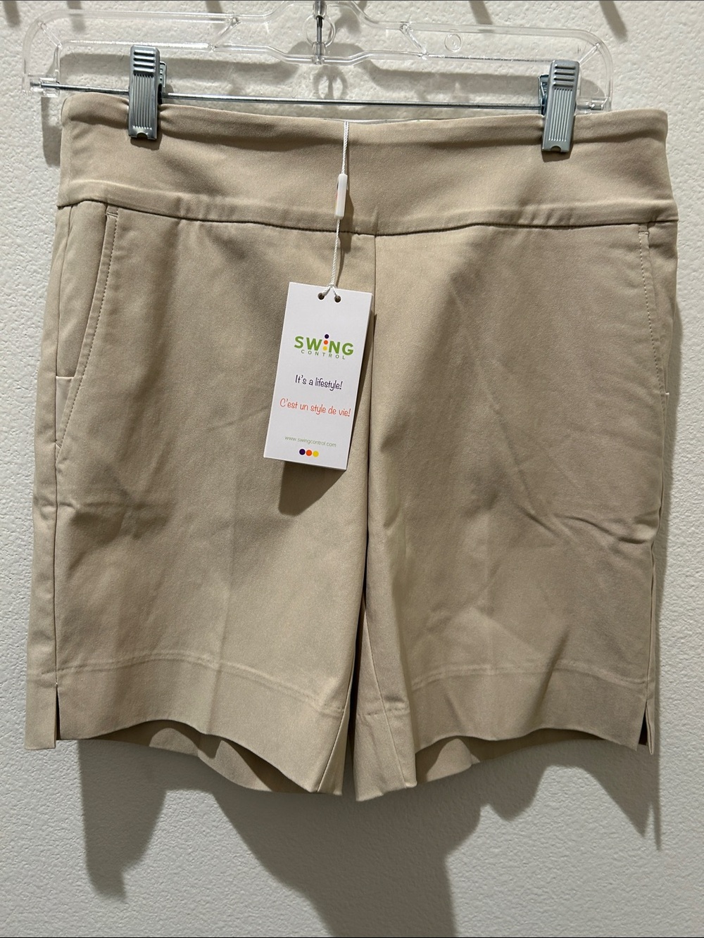 Swing Control Comfort Pull-On Bermuda Shorts in Light Taupe
